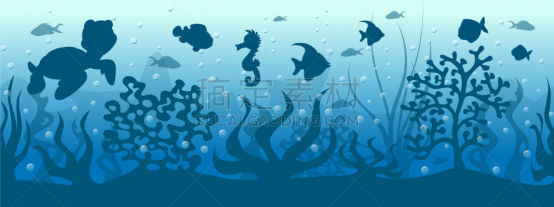 水下,鱼类,鸡尾酒,图像,海洋,植物群,海马,动物,矢量,湖