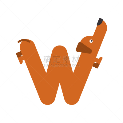 字母,狗,腊肠犬,英文字母W,宠物,字体,可爱的,华丽的,单词,问候