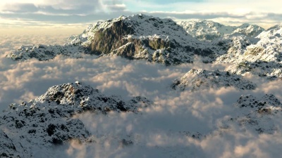 雪山云雾冬季荒野攀登高峰飞行登山