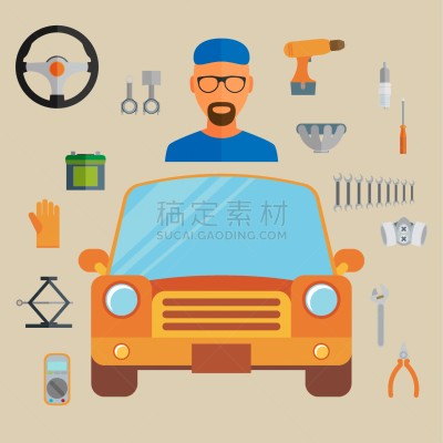 概念,汽车,计算机图标,平坦的,分离着色,间隔休息,图像,汽油,服务