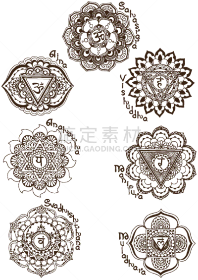 数字7,标志,分离着色,华丽的,脉轮,荷花,花瓣,装饰