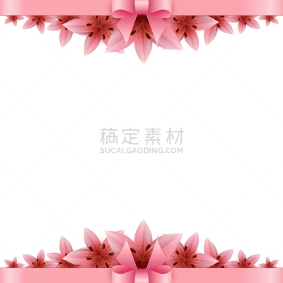 白色,粉色,Lily Flower,蝴蝶结,百合花,事件,情人节卡,庆祝,装饰