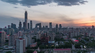 T/L WS HA TU北京市中心高角度视图，日夜/北京，中国