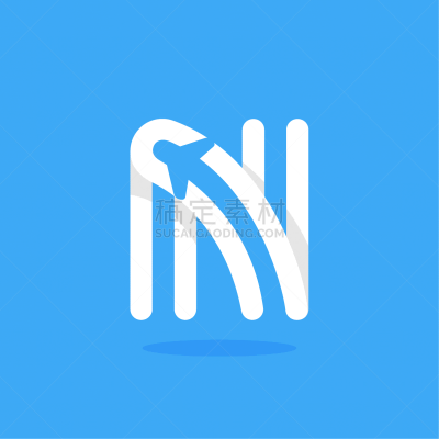n letter with plane and airline inside