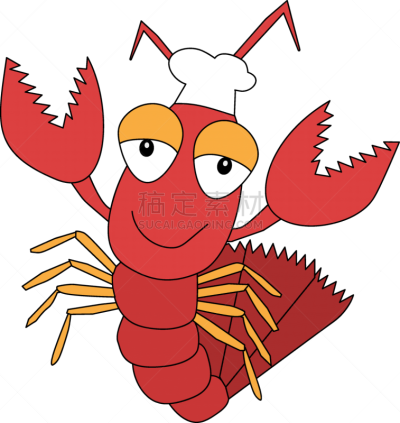 绘画插图,卡通,矢量,幽默,帽子,龙虾,性格,可爱的,龙虾捕捞,菜单