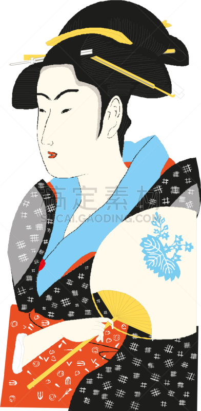 传统,日本,艺妓,浮世绘,可爱的,国内著名景点,和服,肖像,女人,站