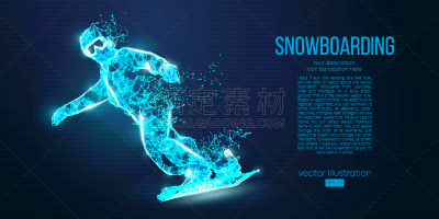 abstract silhouette a snowboarder jumping