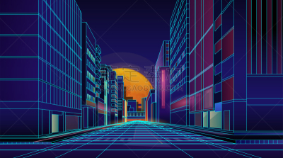 背景,城市,未来,夜晚,80年代风格,1990年-1999年,夜总会,复古风格,天空,绘画插图
