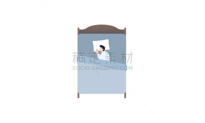 床,绘画插图,男人,矢量,就寝时间,可爱的,健康保健,胎姿,背景分离,仅男人