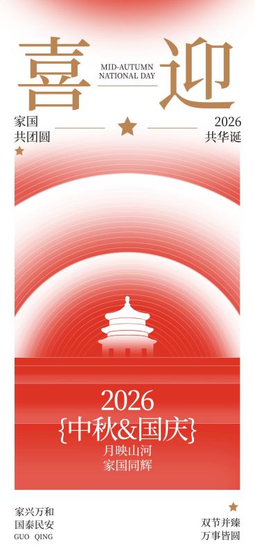 国庆节日祝福喜庆感全屏海报预览效果