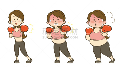 绘画插图,拳击,女人,形状,人体,改变形式,身体活动,健康保健,运动,仅日本人