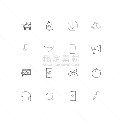 轮廓,直的,舞台,音乐,计算机图标,耳机,扩音器,图像,矢量