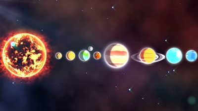 太阳和行星排成一排的太阳系