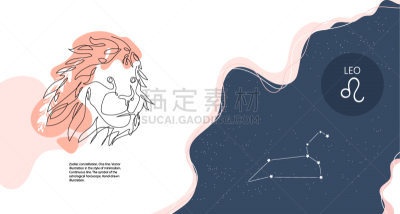 狮子,水平画幅,星座,线条,连续性,背景聚焦,传单,月,肖像