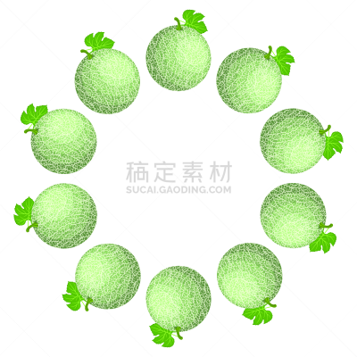 式样,卡通,健康生活方式,绘画插图,哈密瓜,有机食品,矢量,留白,花环,甜食