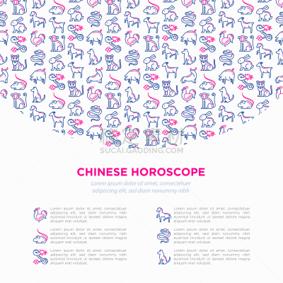 猴子,十二生肖,狗,模板,细的,猪,山羊,兔子,绘画插图