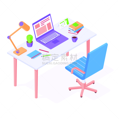 灯,笔记本电脑,工作场所,办公椅,书桌,桌子,办公用品,背景分离,杯,花盆