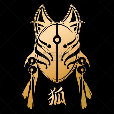狐狸,防护面罩,插画,肖像,魔鬼,动物,装饰物,巫术