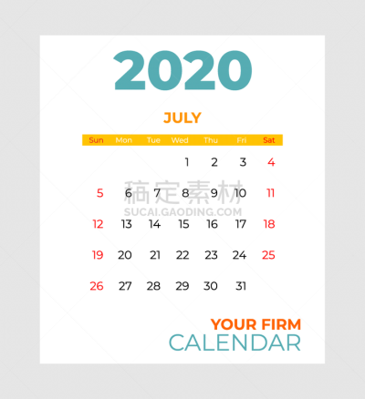 2020,月,模板,个人备忘录,七月,屏风分区,台式个人电脑,矢量,抽象,日历