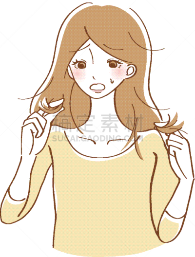 绘画插图,损坏的,女人,头发,手插入头发,发型,发型屋,美容