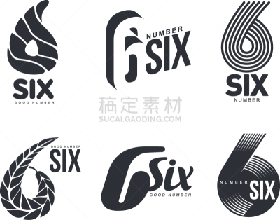 数字6,品牌名称,黑白图片,分离着色,白色,活力,创造力,有机食品,商务,布置