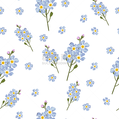 watercolor style forget-me-not flowers pattern