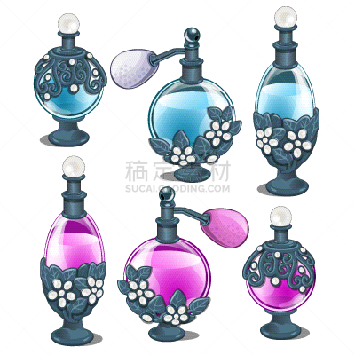 数字6,瓶子,装饰品,香水瓶,分离着色,药剂,化学制品,炼金术,粉色,花