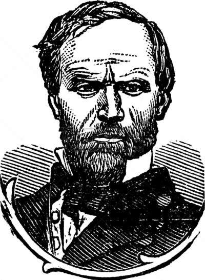 General Sherman,白色,男商人,矢量,雕刻图像,黑色,复古