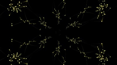具有连接点的抽象对称万花筒、3D渲染背景、计算机生成