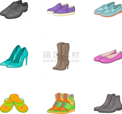 鞋子,时尚,漫画,符号,分离着色,白色,数字9,鞋具,分享,布置