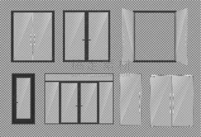 realistic different closed black door