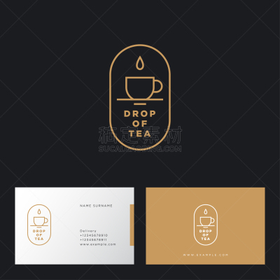 直的,水滴,品牌名称,茶杯,名片,平坦的,饮料,有机食品,商务