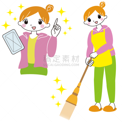 绘画插图,图像,手套,大桶,清洗剂,简单,女人,清洁手套,青年女人,20到29岁