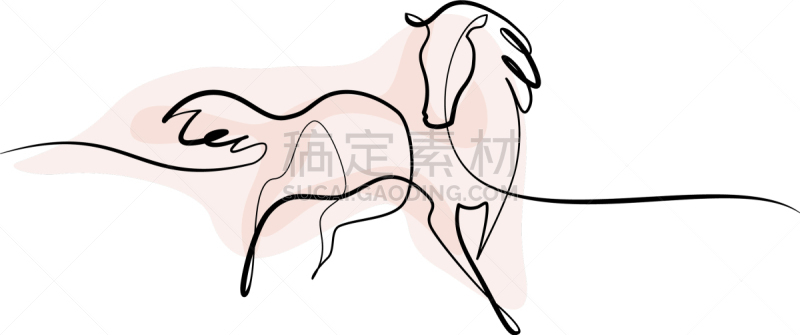 马,品牌名称,线条画,连续性,数字1,草图,抽象,传单,直的,简单