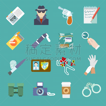 侦探,计算机图标,手电筒,商务,有序,计算机,手套,背景分离,死的,技术