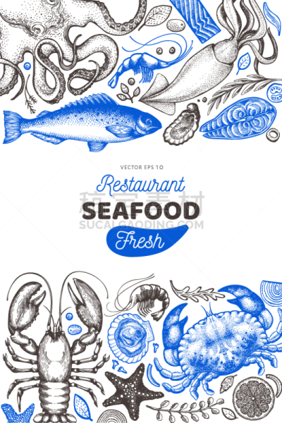 海产,模板,商店,动物手,分离着色,自然,有机食品,商务,绘制