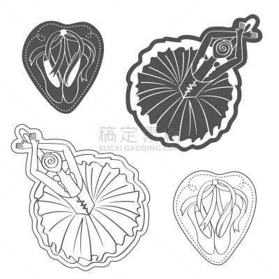 一对,舞蹈,绘画插图,芭蕾舞者,标签,白色,黑色,天鹅,鞋子,死亡