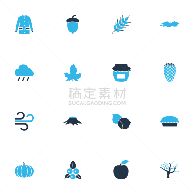 季节,松果,枫树,计算机图标,秋天,蓝色,木制,清新,布置,收集