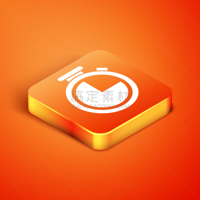 isometric stopwatch icon isolated on orange