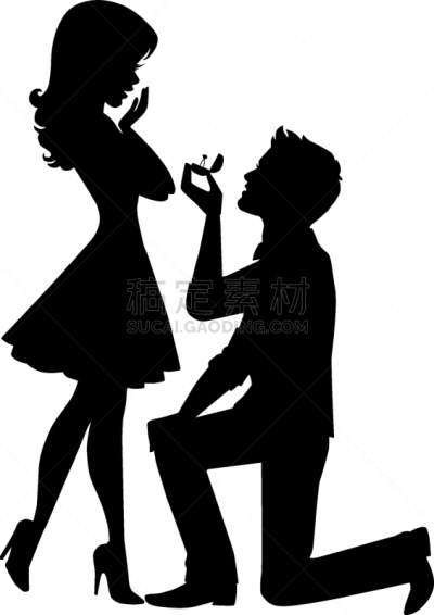 矢量,绘画插图,男人,女人,可爱的,无尾礼服,家庭,婚姻,订婚,爱