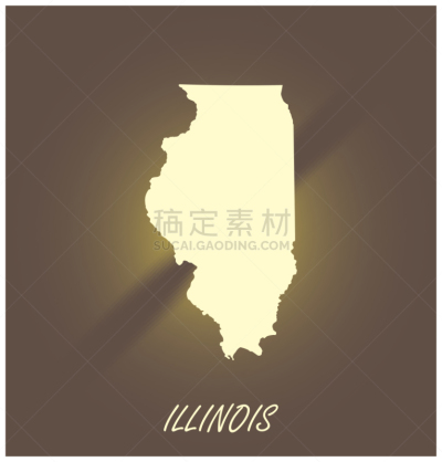 伊利诺斯州,轮廓,矢量,黑白图片,绘画插图,背景聚焦,美国州,打印单据,边框,极光