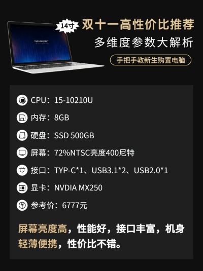 双十一数码电脑推荐简约小红书封面配图
