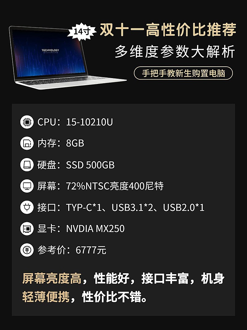 双十一数码电脑推荐简约小红书封面配图