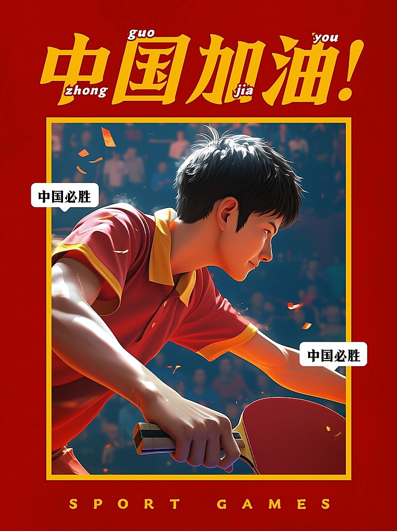 巴黎奥运会乒乓球应援创意晒照
