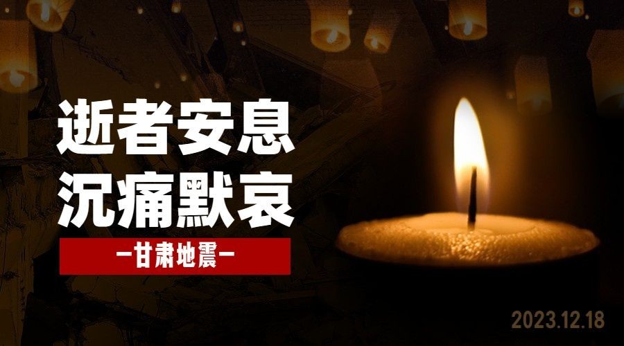 地震祭奠悼念缅怀简约实景横版海报预览效果