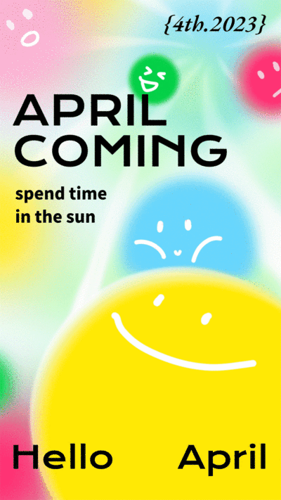 Cute Cartoon Colorful Smile Face April Greeting Text Instagram Story Video