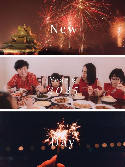 春节晒图春节祝福新年祝福跨年朋友圈拼图创意晒照三格图plog小红书配图