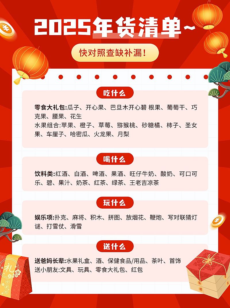 年货节囤货清单小红书配图