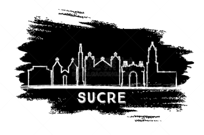 sucre bolivia city skyline silhouette hand drawn