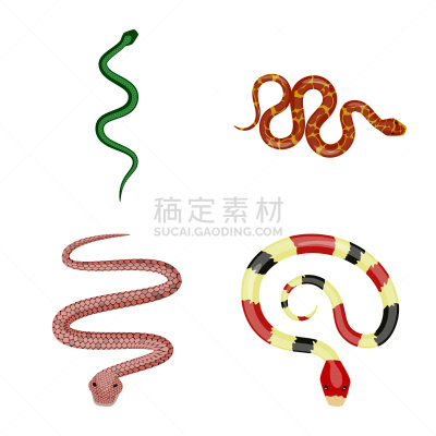 分离着色,图标集,有毒生物体,一个物体,螺线,蛇,哺乳纲,动物